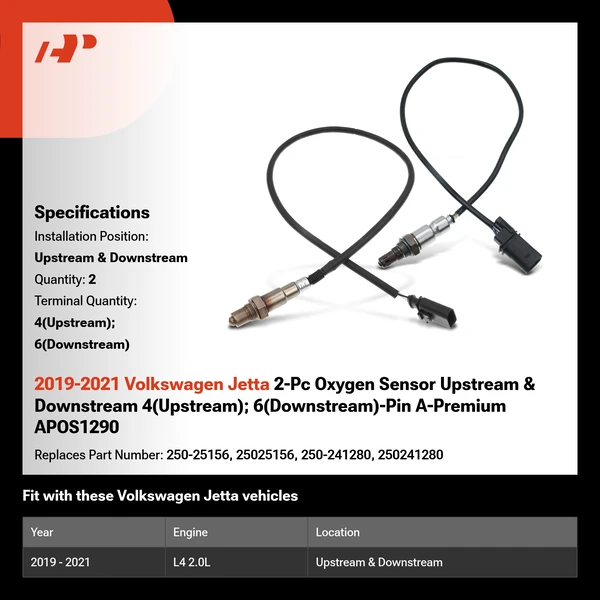 2019-2021 Volkswagen Jetta 2-Pc Oxygen Sensor Upstream & Downstream 4(Upstream); 6(Downstream)-Pin A-Premium APOS1290