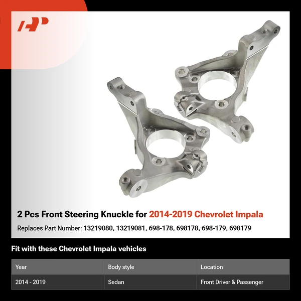 2 Pcs Front Steering Knuckle for 2014-2019 Chevrolet Impala