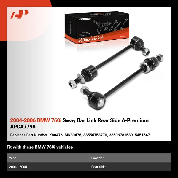 2004-2006 BMW 760i Sway Bar Link Rear Side A-Premium APCA7798