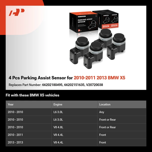 4 Pcs Parking Assist Sensor for 2010-2011 2013 BMW X5