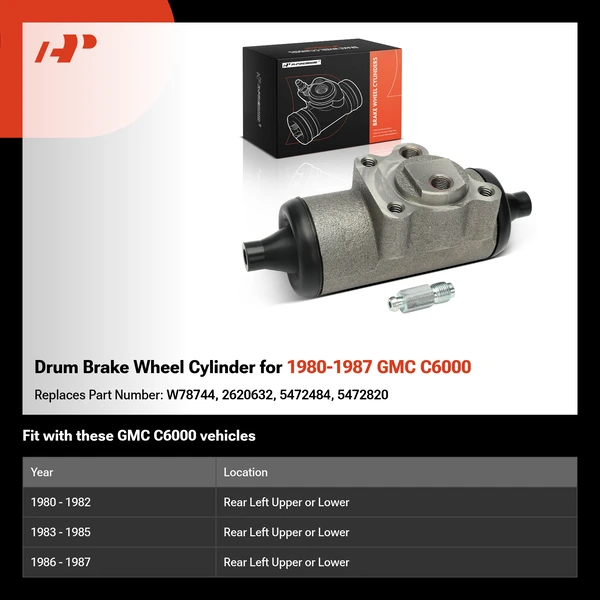 Drum Brake Wheel Cylinder for 1980-1987 GMC C6000