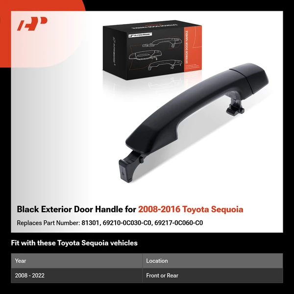 Black Exterior Door Handle for 2008-2016 Toyota Sequoia