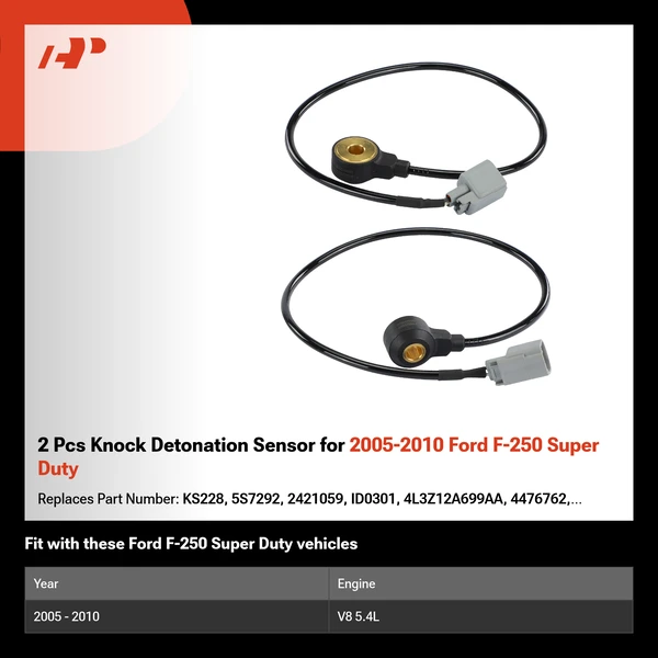 2 Pcs Knock Detonation Sensor for 2005-2010 Ford F-250 Super Duty