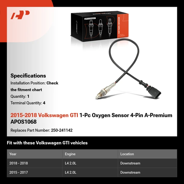2015-2018 Volkswagen GTI 1-Pc Oxygen Sensor 4-Pin A-Premium APOS1068