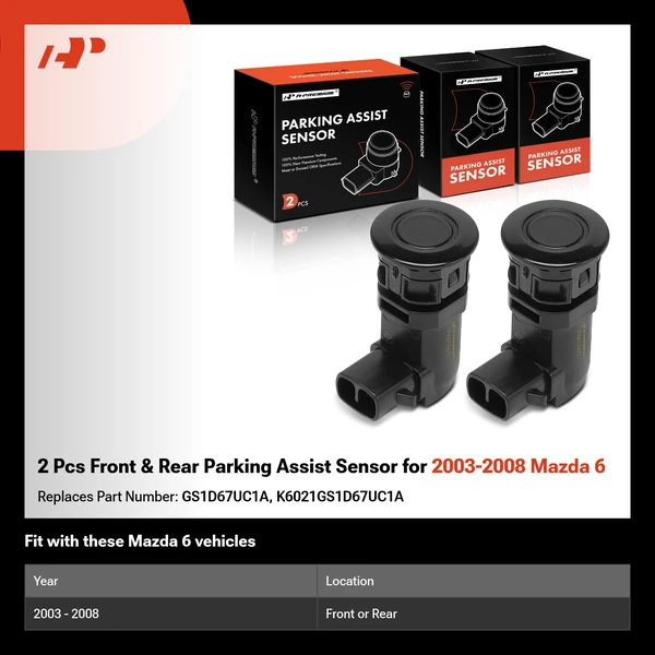 2 Pcs Front & Rear Parking Assist Sensor for 2003-2008 Mazda 6