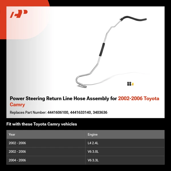 Power Steering Return Line Hose Assembly for 2002-2006 Toyota Camry