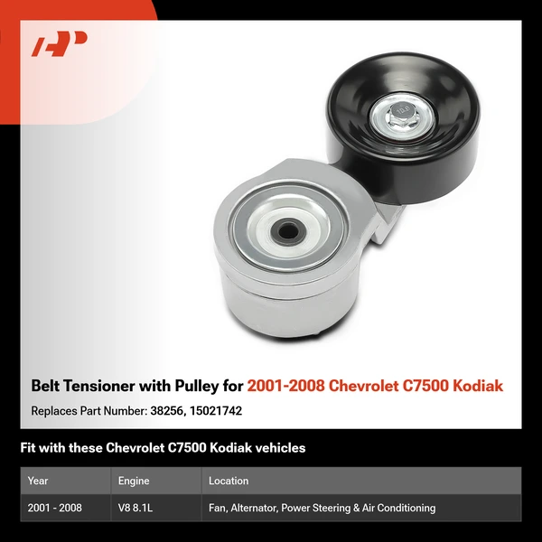 Belt Tensioner with Pulley for 2001-2008 Chevrolet C7500 Kodiak
