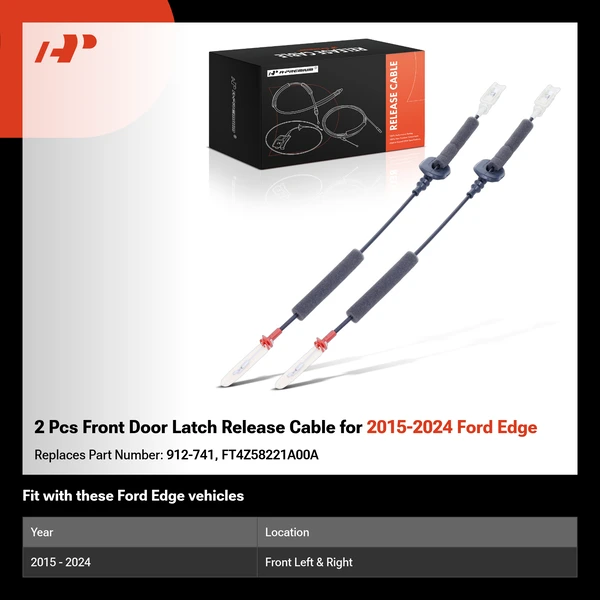 2 Pcs Front Door Latch Release Cable for 2015-2024 Ford Edge