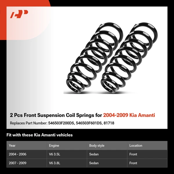 2 Pcs Front Suspension Coil Springs for 2004-2009 Kia Amanti