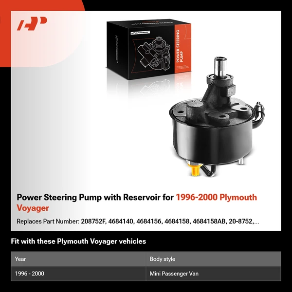 Power Steering Pump with Reservoir for 1996-2000 Plymouth Voyager