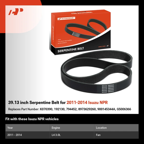 39.13 inch Serpentine Belt for 2011-2014 Isuzu NPR