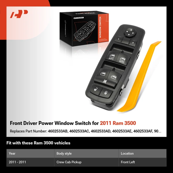 Front Driver Power Window Switch for 2011 Ram 3500