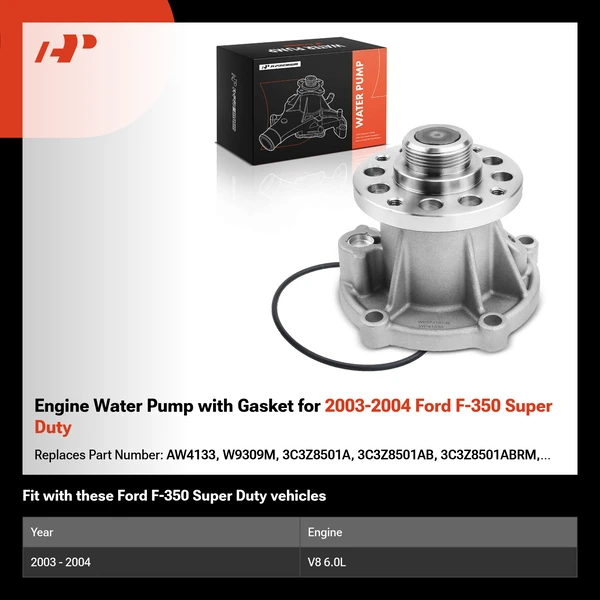 Engine Water Pump with Gasket for 2003-2004 Ford F-350 Super Duty