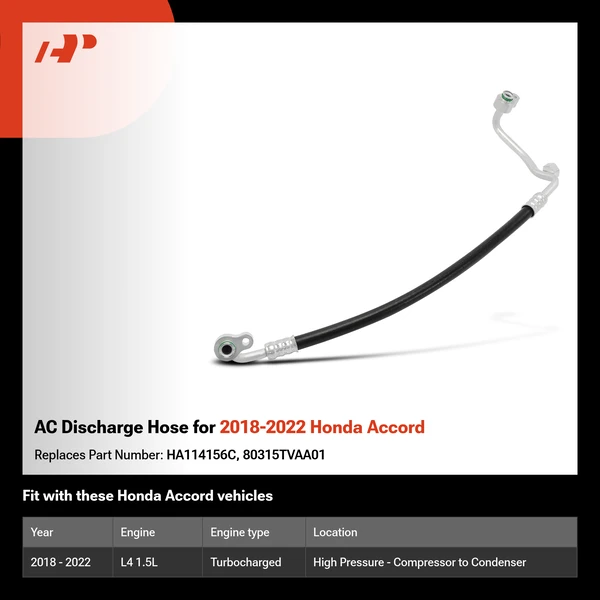 AC Discharge Hose for 2018-2022 Honda Accord