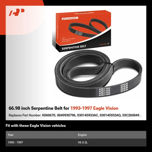 66.98 inch Serpentine Belt for 1993-1997 Eagle Vision
