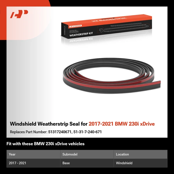 Windshield Weatherstrip Seal for 2017-2021 BMW 230i xDrive