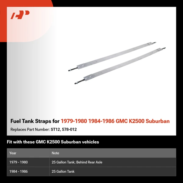 Fuel Tank Straps for 1979-1980 1984-1986 GMC K2500 Suburban