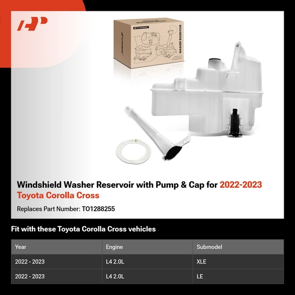 Windshield Washer Reservoir with Pump & Cap for 2022-2023 Toyota Corolla Cross