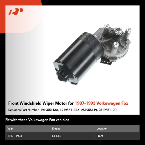 Front Windshield Wiper Motor for 1987-1993 Volkswagen Fox