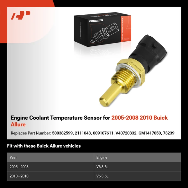 Engine Coolant Temperature Sensor for 2005-2008 2010 Buick Allure