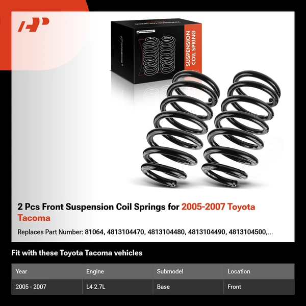 2 Pcs Front Suspension Coil Springs for 2005-2007 Toyota Tacoma