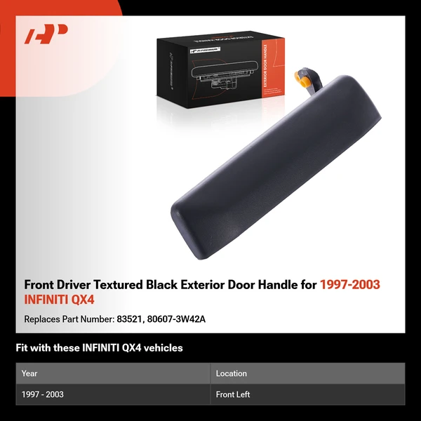 Front Driver Textured Black Exterior Door Handle for 1997-2003 INFINITI QX4