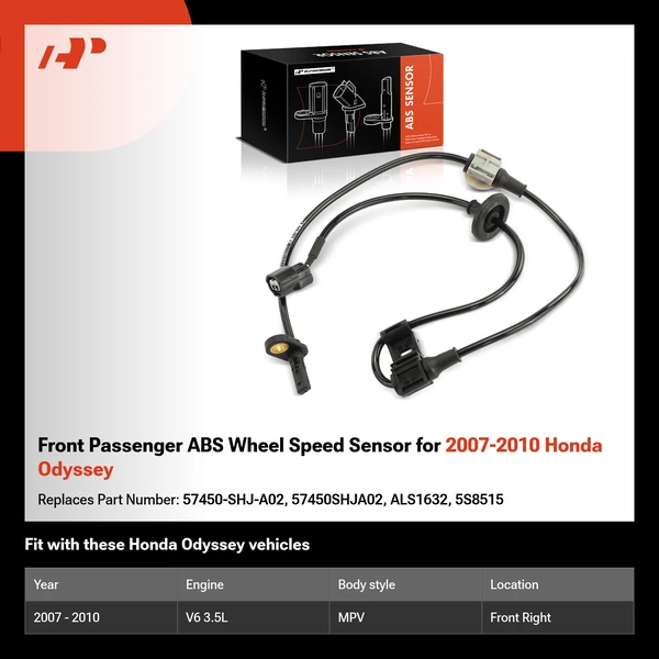 Front Passenger ABS Wheel Speed Sensor for 2007-2010 Honda Odyssey