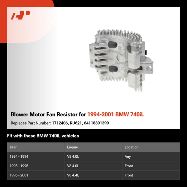 Blower Motor Fan Resistor for 1994-2001 BMW 740iL