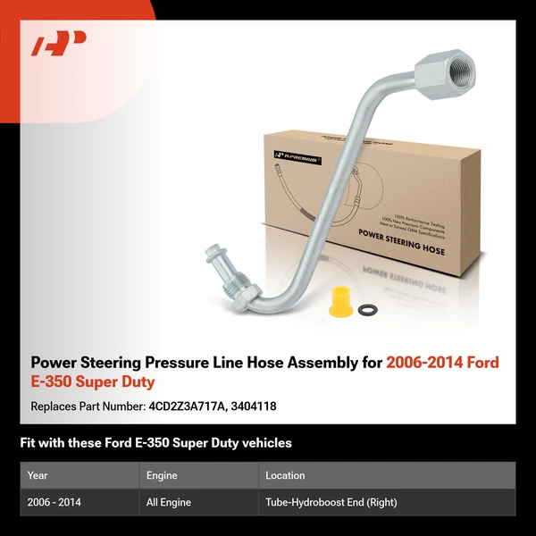 Power Steering Pressure Line Hose Assembly for 2006-2014 Ford E-350 Super Duty