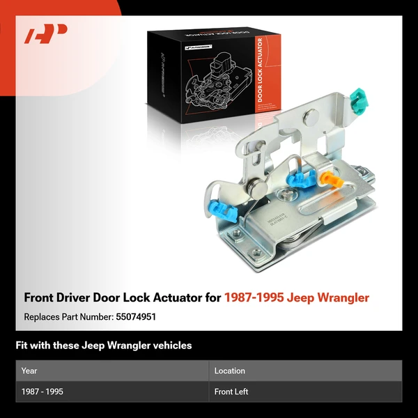 Front Driver Door Lock Actuator for 1987-1995 Jeep Wrangler