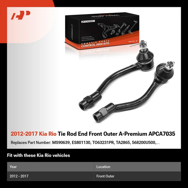 2012-2017 Kia Rio Tie Rod End Front Outer A-Premium APCA7035