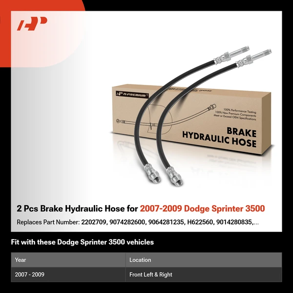 2 Pcs Brake Hydraulic Hose for 2007-2009 Dodge Sprinter 3500