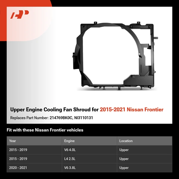 Upper Engine Cooling Fan Shroud for 2015-2021 Nissan Frontier