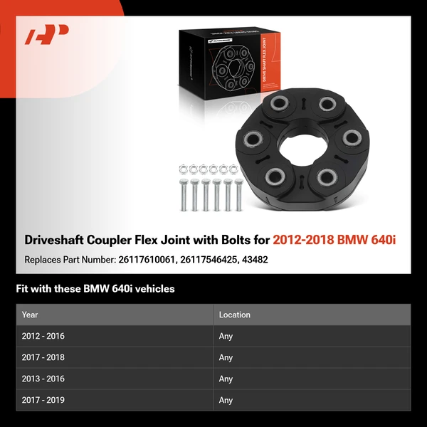 Driveshaft Coupler Flex Joint with Bolts for 2012-2018 BMW 640i