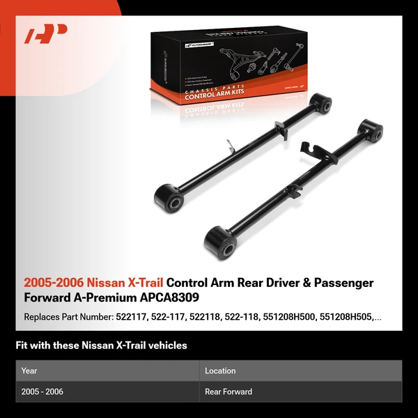 2005-2006 Nissan X-Trail Control Arm Rear Driver & Passenger Forward A-Premium APCA8309