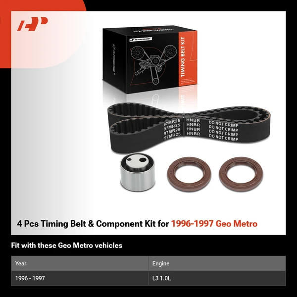 4 Pcs Timing Belt & Component Kit for 1996-1997 Geo Metro