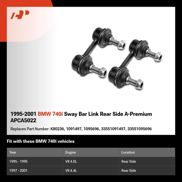 1995-2001 BMW 740i Sway Bar Link Rear Side A-Premium APCA5022