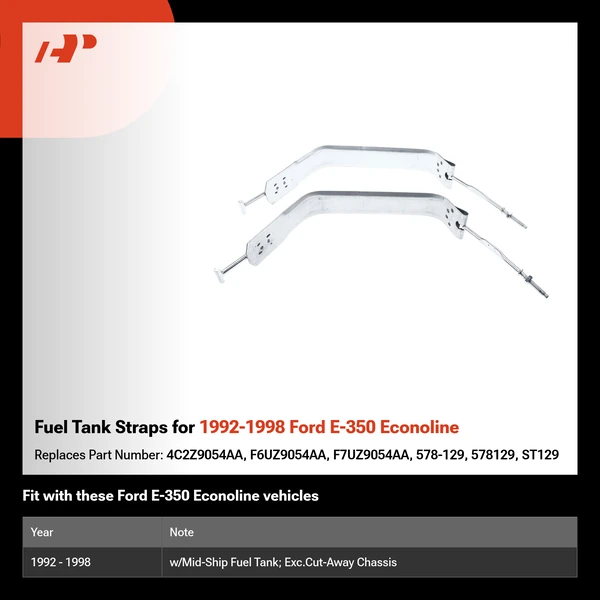Fuel Tank Straps for 1992-1998 Ford E-350 Econoline