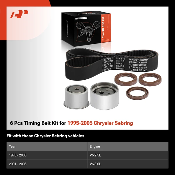 6 Pcs Timing Belt Kit for 1995-2005 Chrysler Sebring