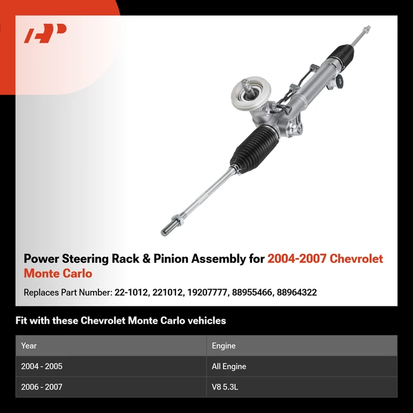 Power Steering Rack & Pinion Assembly for 2004-2007 Chevrolet Monte Carlo