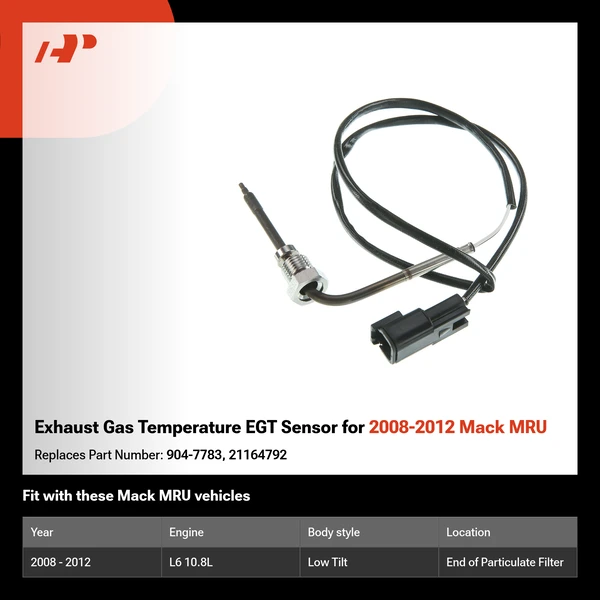 Exhaust Gas Temperature EGT Sensor for 2008-2012 Mack MRU