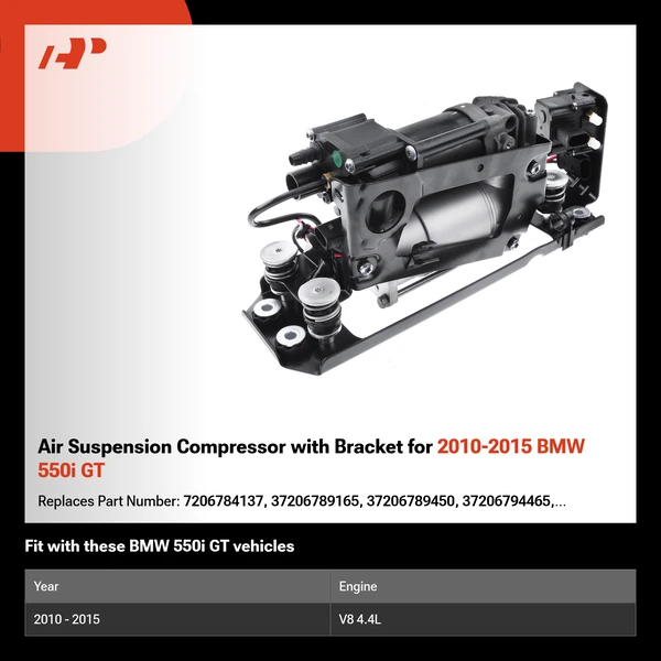 Air Suspension Compressor with Bracket for 2010-2015 BMW 550i GT