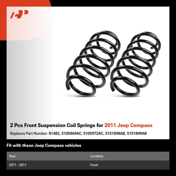 2 Pcs Front Suspension Coil Springs for 2011 Jeep Compass