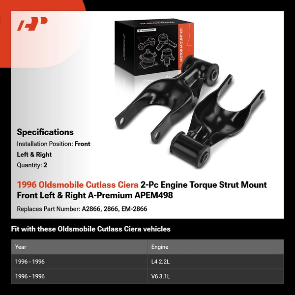 1996 Oldsmobile Cutlass Ciera 2-Pc Engine Torque Strut Mount Front Left & Right A-Premium APEM498