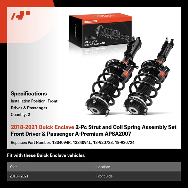 2018-2021 Buick Enclave 2-Pc Strut and Coil Spring Assembly Set Front Driver & Passenger A-Premium APSA2007
