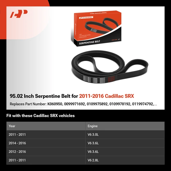 95.02 Inch Serpentine Belt for 2011-2016 Cadillac SRX