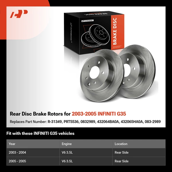 Rear Disc Brake Rotors for 2003-2005 INFINITI G35
