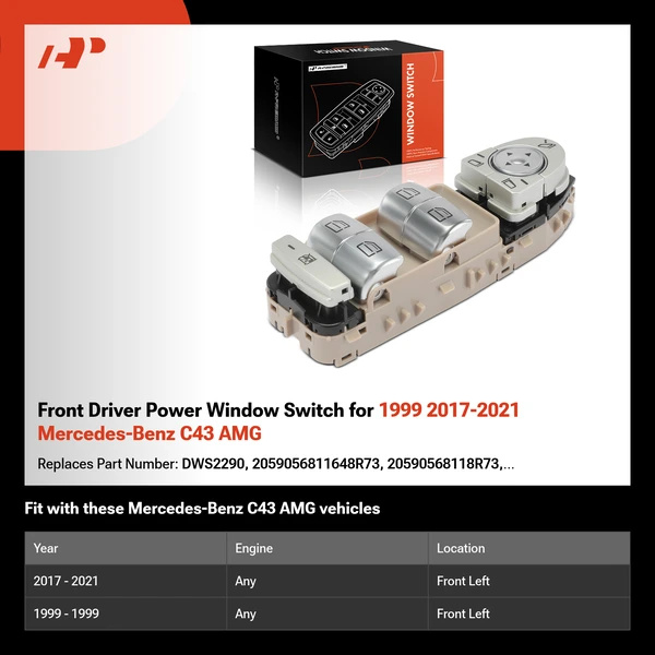 Front Driver Power Window Switch for 1999 2017-2021 Mercedes-Benz C43 AMG