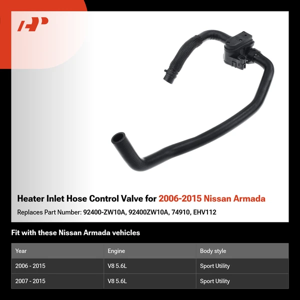 Heater Inlet Hose Control Valve for 2006-2015 Nissan Armada