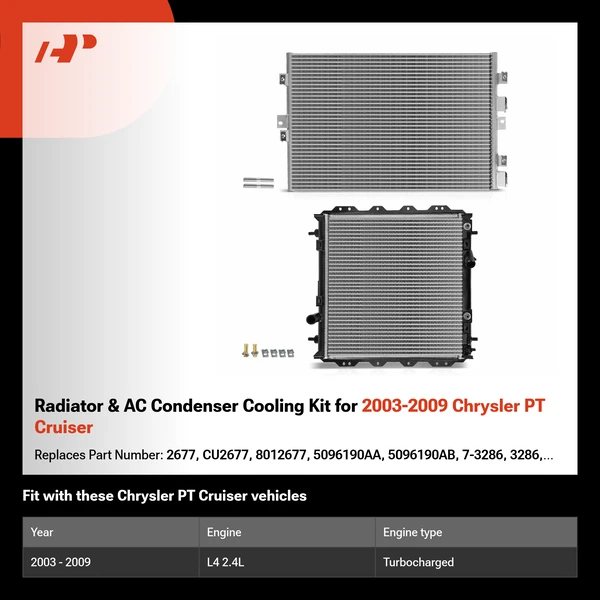 Radiator & AC Condenser Cooling Kit for 2003-2009 Chrysler PT Cruiser